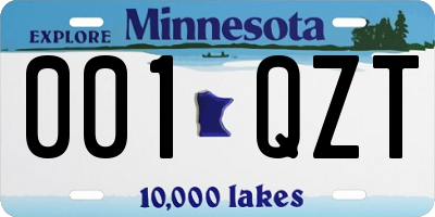 MN license plate 001QZT