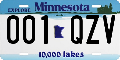 MN license plate 001QZV
