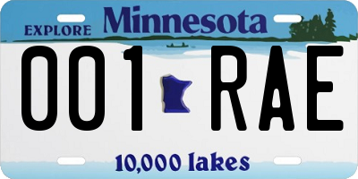 MN license plate 001RAE