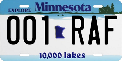 MN license plate 001RAF