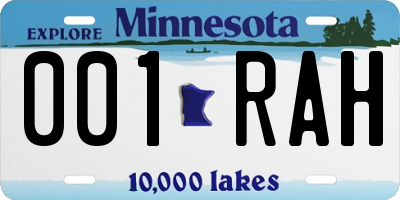 MN license plate 001RAH