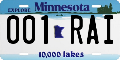 MN license plate 001RAI