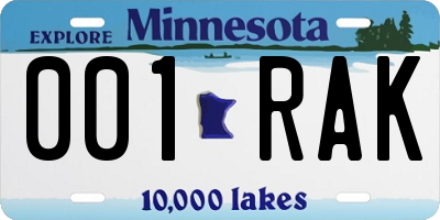 MN license plate 001RAK