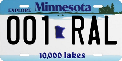 MN license plate 001RAL
