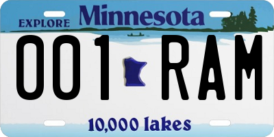 MN license plate 001RAM