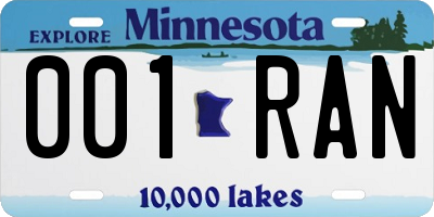 MN license plate 001RAN