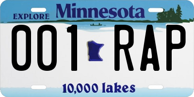 MN license plate 001RAP