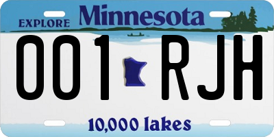 MN license plate 001RJH