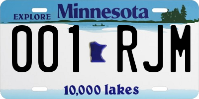 MN license plate 001RJM