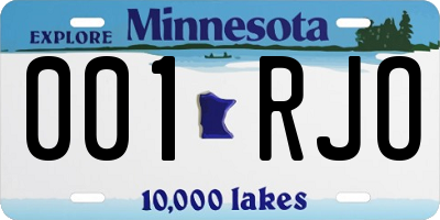 MN license plate 001RJO