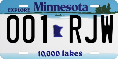 MN license plate 001RJW