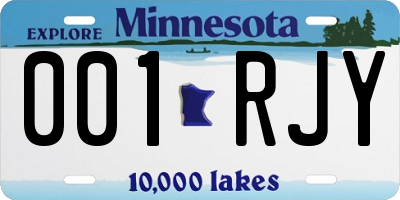 MN license plate 001RJY
