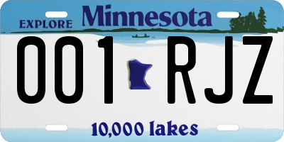 MN license plate 001RJZ