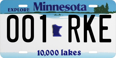MN license plate 001RKE
