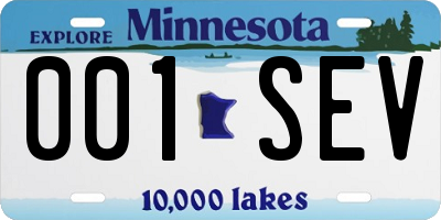 MN license plate 001SEV