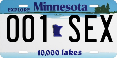 MN license plate 001SEX