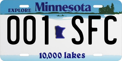 MN license plate 001SFC