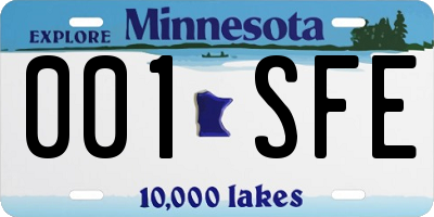 MN license plate 001SFE