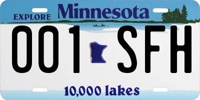 MN license plate 001SFH