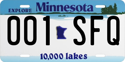 MN license plate 001SFQ
