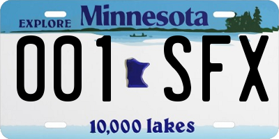 MN license plate 001SFX