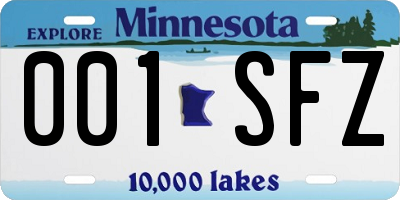 MN license plate 001SFZ