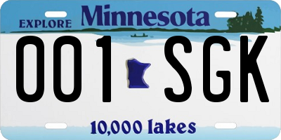 MN license plate 001SGK