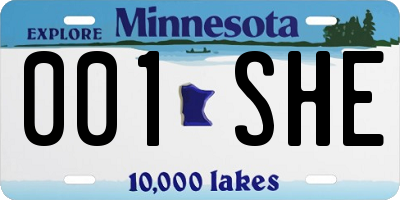 MN license plate 001SHE