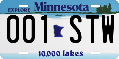 MN license plate 001STW