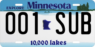 MN license plate 001SUB