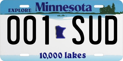 MN license plate 001SUD