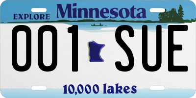 MN license plate 001SUE
