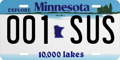 MN license plate 001SUS