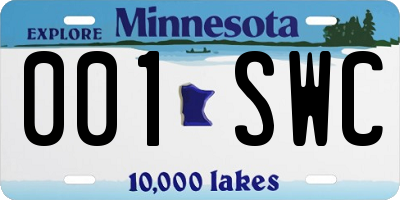 MN license plate 001SWC
