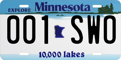 MN license plate 001SWO