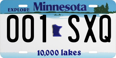 MN license plate 001SXQ