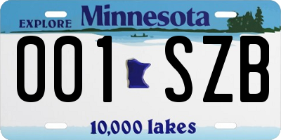 MN license plate 001SZB