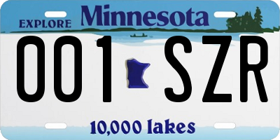MN license plate 001SZR