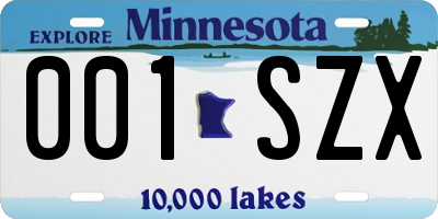 MN license plate 001SZX
