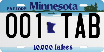 MN license plate 001TAB