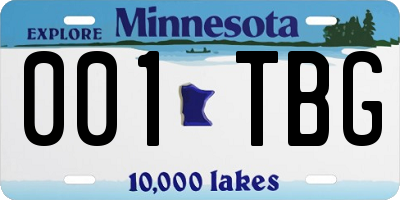 MN license plate 001TBG