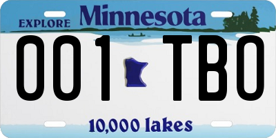 MN license plate 001TBO
