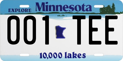 MN license plate 001TEE