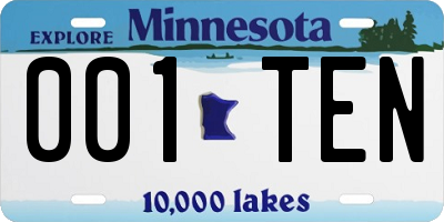 MN license plate 001TEN