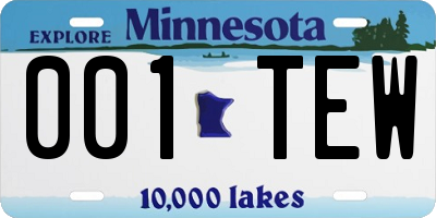 MN license plate 001TEW