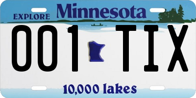 MN license plate 001TIX