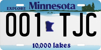 MN license plate 001TJC