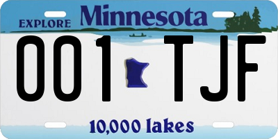MN license plate 001TJF