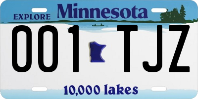 MN license plate 001TJZ