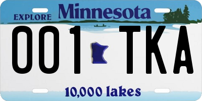 MN license plate 001TKA